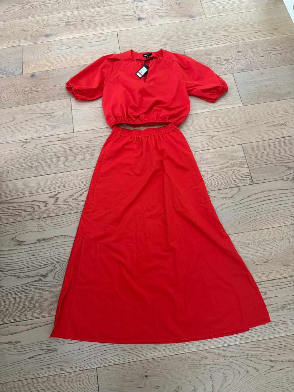 Kenneth Cole Red Gathered Neck Blouse & Dress Set XS NWT